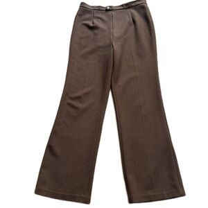 Women’s Brown Straight-Leg Dress Pants Petite – Wrinkle-Resistant, Mid Rise